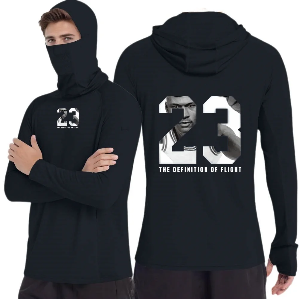 Youth Summer 23# Basketball Flight Tshirt Mens Long Sleeve Hoodie UPF50+Sun Shirts Hiking Fishing Sunscreen Ice Silk Tops