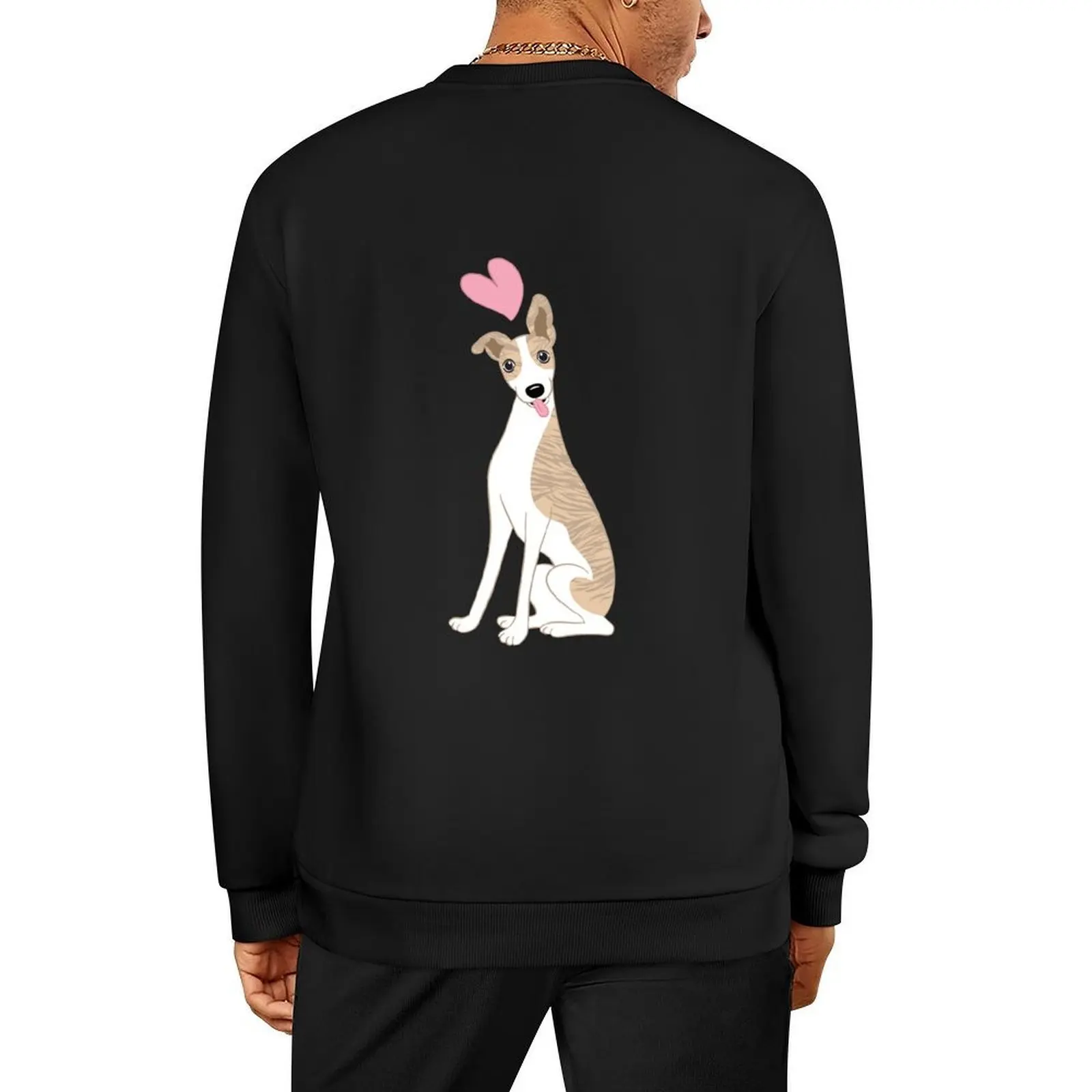 LOVE Fawn Brindle Whippet Pullover mens clothing men wear male clothes men's clothing men sweatshirt
