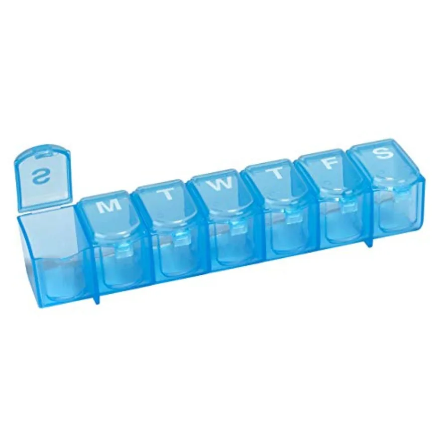

Weekly 7-Day Pill, Medicine Planner, tamin Organizer, Large Pus N' Pop Open Compartments, Convenient and Ea to Use, Color May V