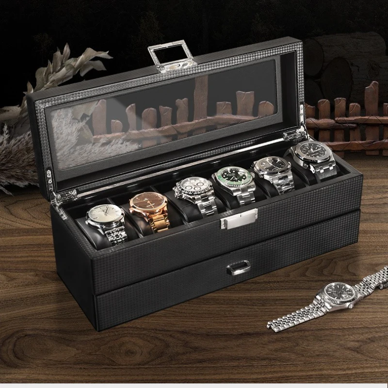 nouvelle-boite-de-rangement-pour-6-montres-en-fibre-de-carbone-et-pu-a-double-couche-avec-couvercle-en-verre-pour-hommes-et-femmes-presentoir-de-luxe-haut-de-gamme-ideal-pour-les-cadeaux