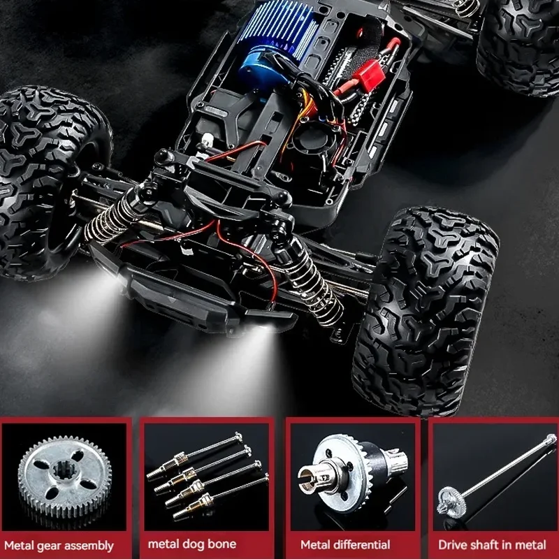 HBX 2996/2996A 1/10 2.4G 4WD RC Car 32-45 km/h Spazzola/Cammion fuoristrada LED senza spazzole per bambini