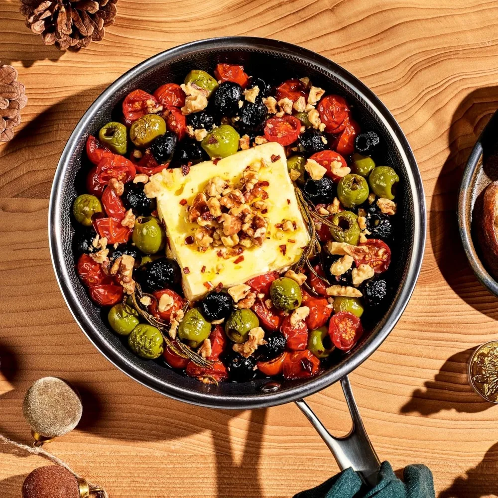 مقلاة سداسية آمنة للفرن مقاس 8 بوصات غير لاصقة مع مقبض رائع، آمنة للاستخدام في غسالة الأطباق، متوافقة مع الحث، مقاومة للحرارة حتى 900 ° ف