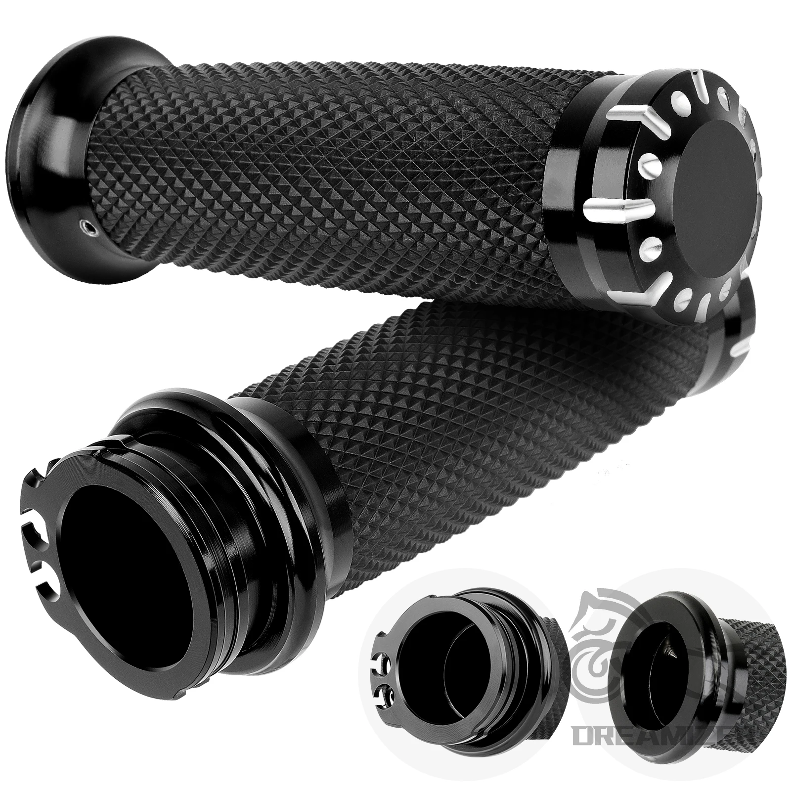 

Motorcycle Universal 1"25mm Handle Bar Handlebar Hand Grips Black/Chrome For Harley Touring Sportster XL Dyna VRSC Softail