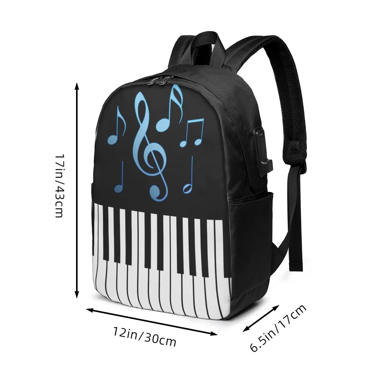 Music Note Piano Key Backpack Travel Notebook Bag Computer College Student School Bag Laptop Shoulder Bags for Men Women