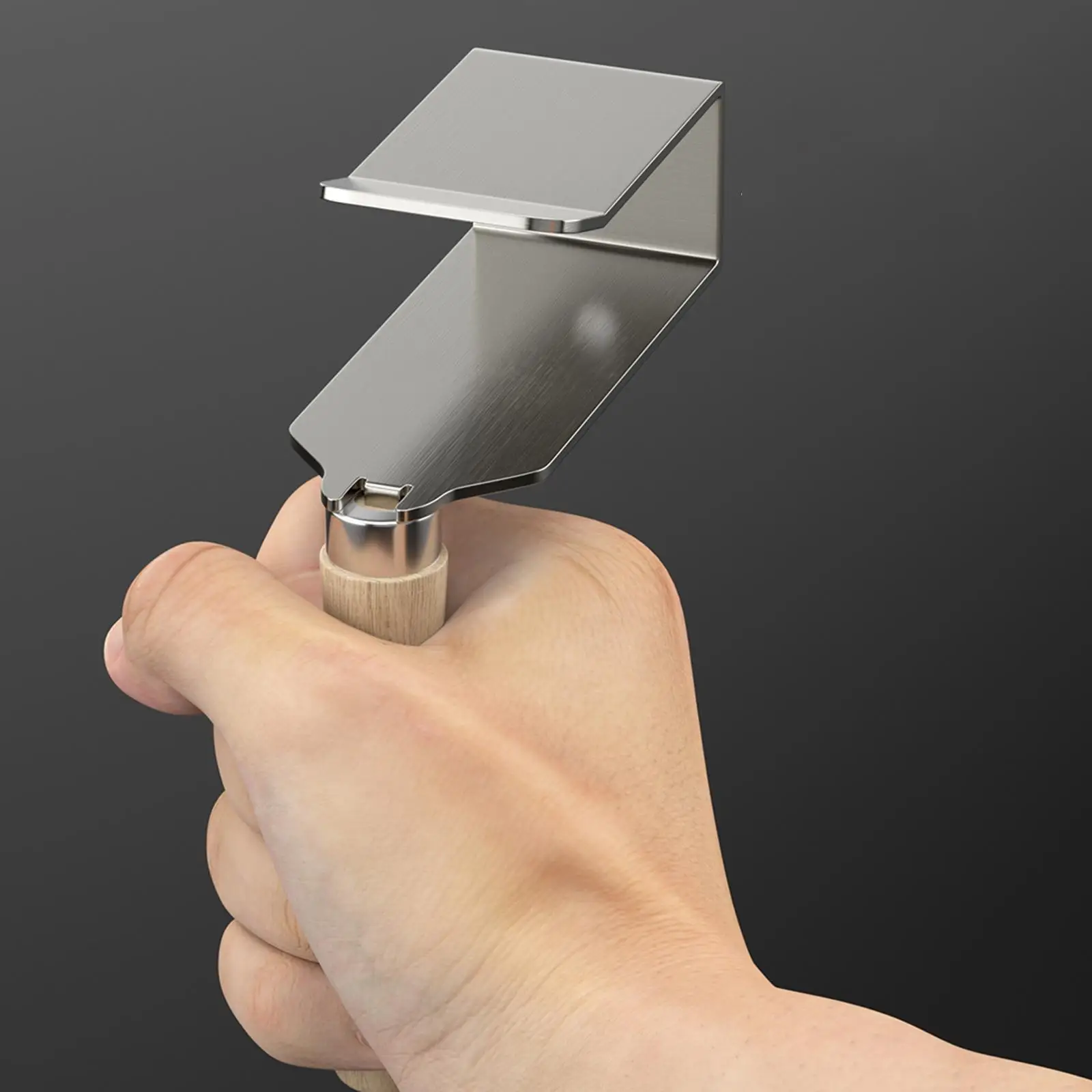 

Stainless Steel Ceiling Holder with Wooden Handle Convenient Manual Clamp for Panel Installation and Support