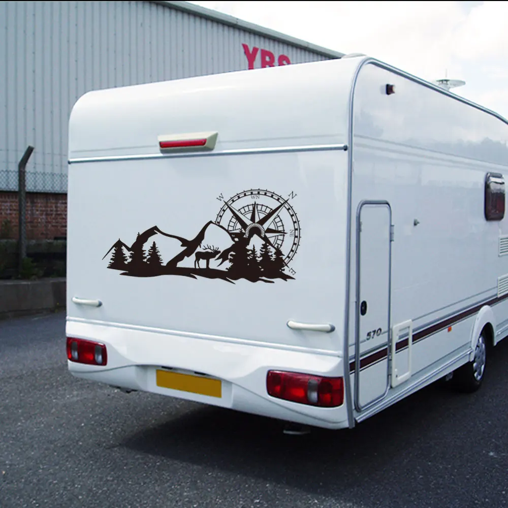 

Forest Mountain Graphics Car Stickers For Motorhome Horsebox Caravan RV Camper Van Body Decor Vinyl Decals Accessories