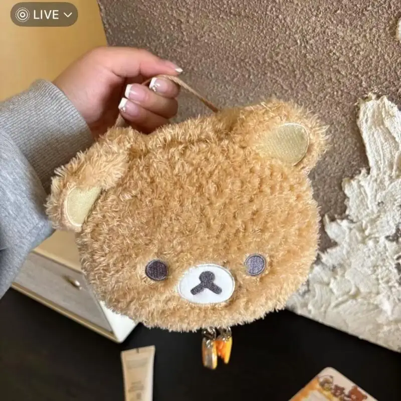 

Rilakkuma Japanese Easy Bear Plush Bag Makeup Bag Portable Cute Large Capacity Toilet Bag Polaroid Bag CCD Storage Bag