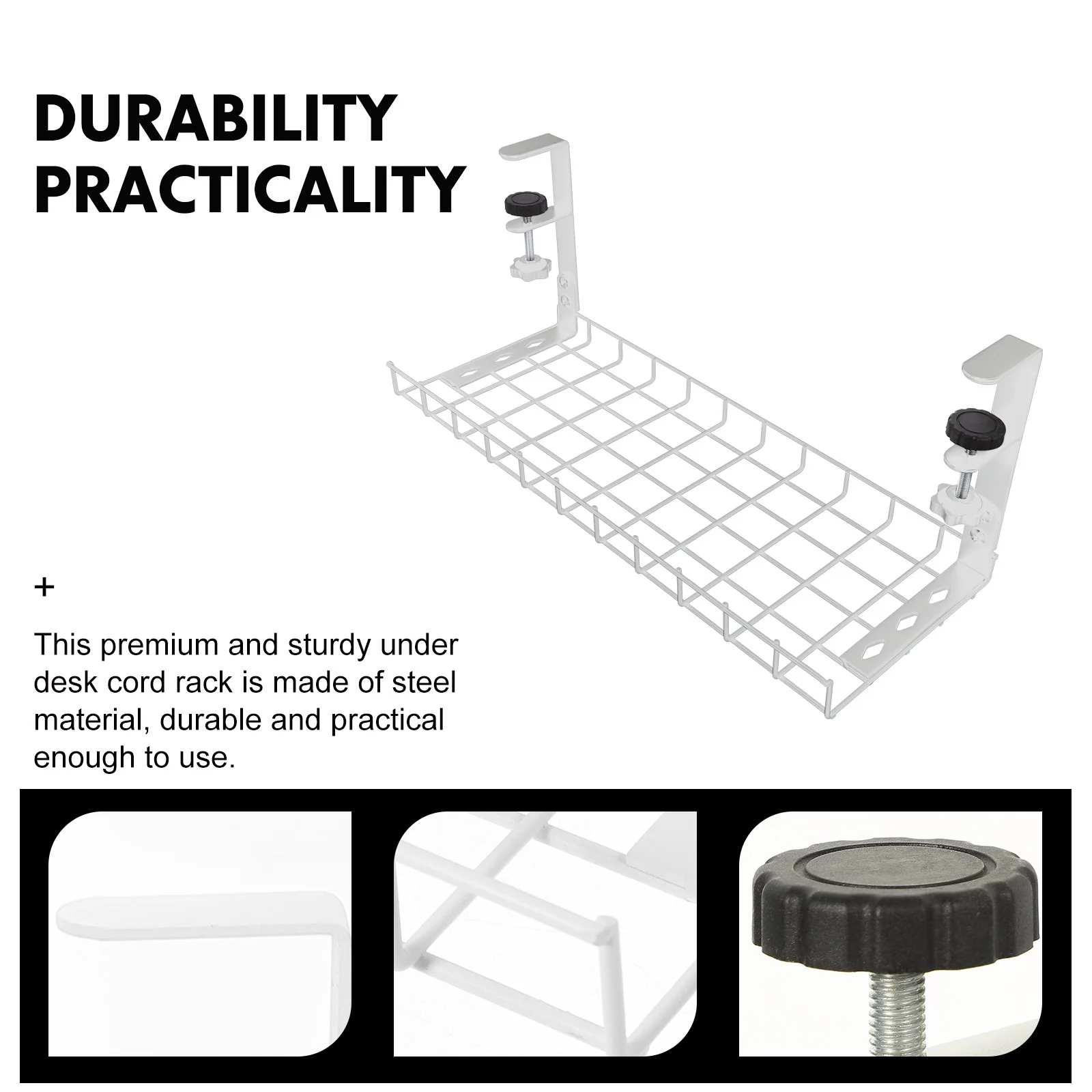 منظم إدارة الكابلات المكتبية تحت صينية المكتب، تصميم بسيط، الاستخدام العملي لأجهزة منطقة العمل النظيفة والمرتبة #1