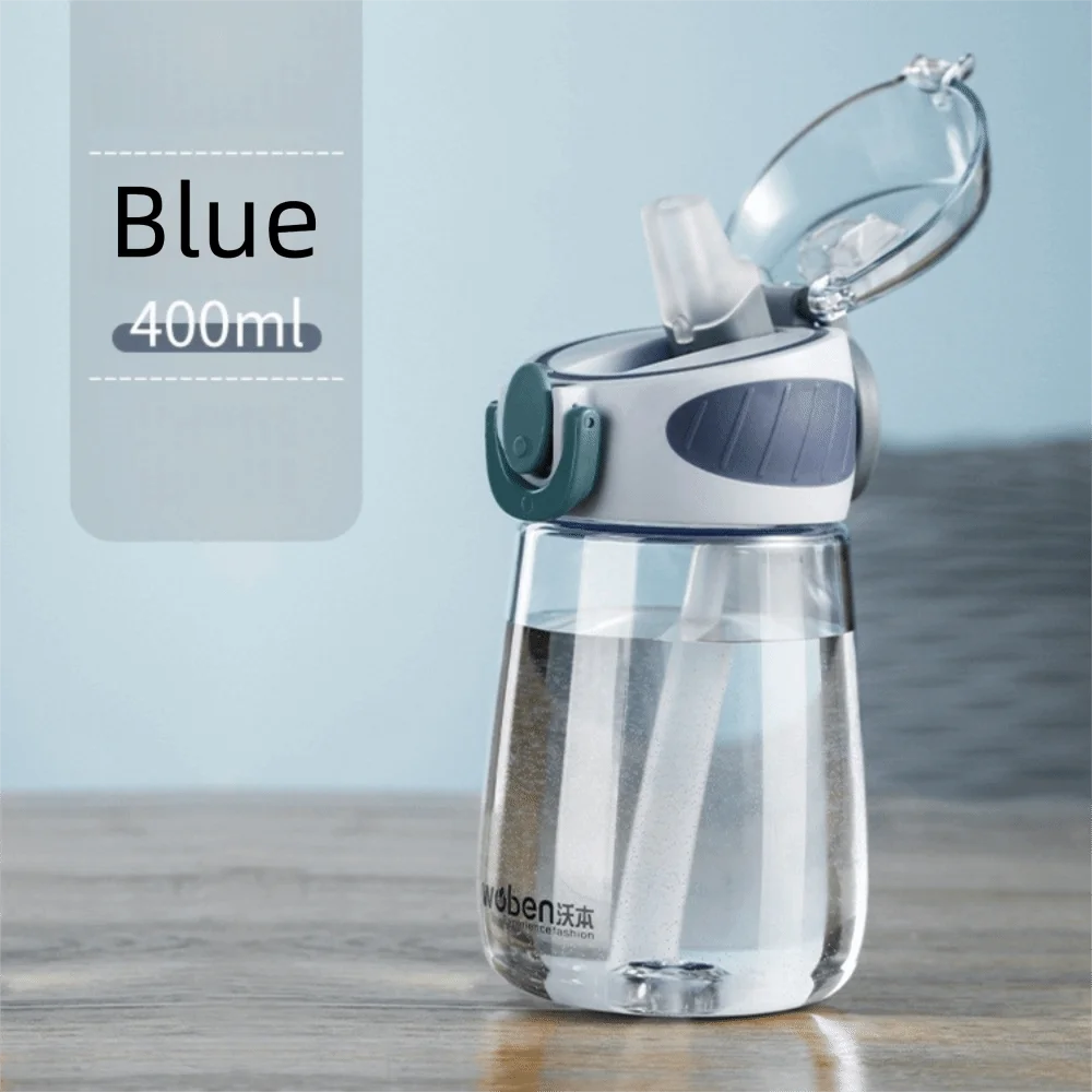 Portable Plastic Water Straw Cup Food-Grade Silicone Drop Proof Kids Sippy Cup with Scale Lightweight Water Bottle