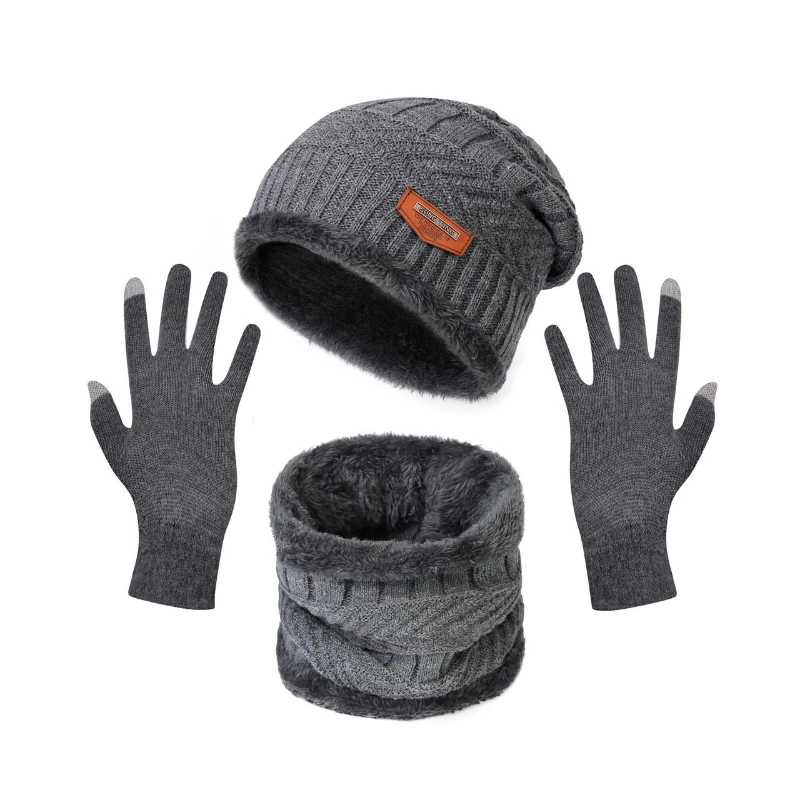 3 pçs/set conjunto de inverno térmico à prova vento velo chapéu cachecol luvas para caminhadas ciclismo pesca esportes ao ar livre tempo frio 2025 novo
