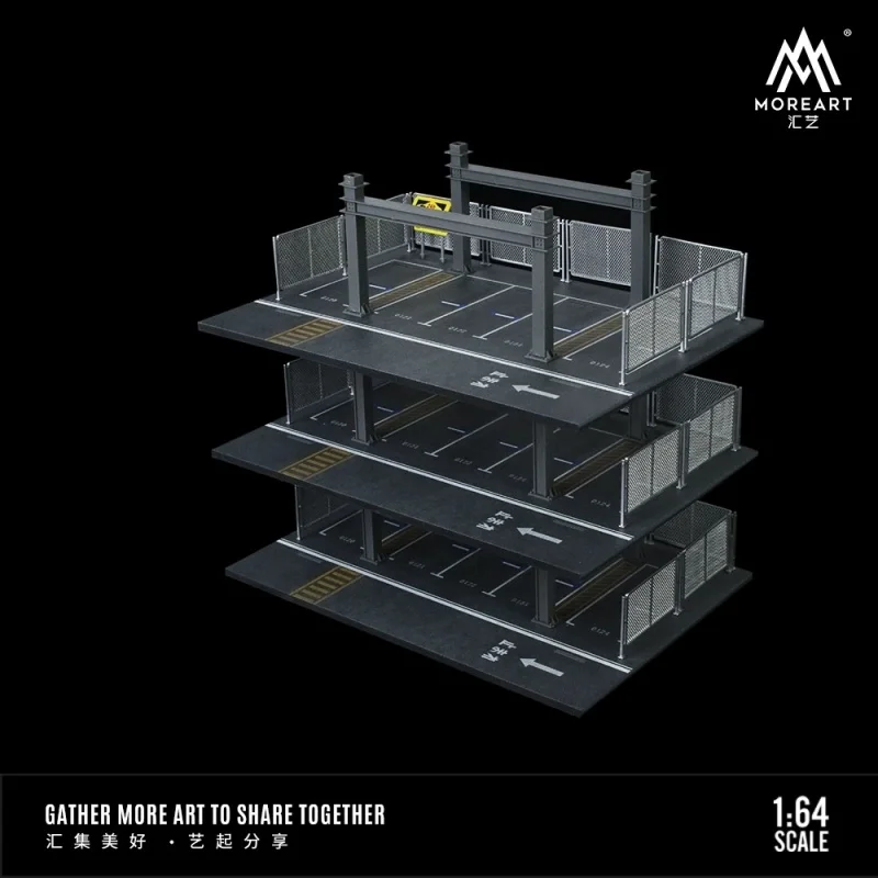 TimeMicro & MoreArt-scène d\'affichage de stockage de garage, trois distributeurs japonais, bâtiment de stationnement, stock, livraison rapide, 1:64