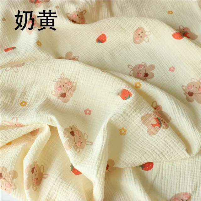 100*135cm Cartoon Double Gauze 100% Cotton Fabric For Baby Clothes / Sleepwear / Shirts / Skirt tecido luxo