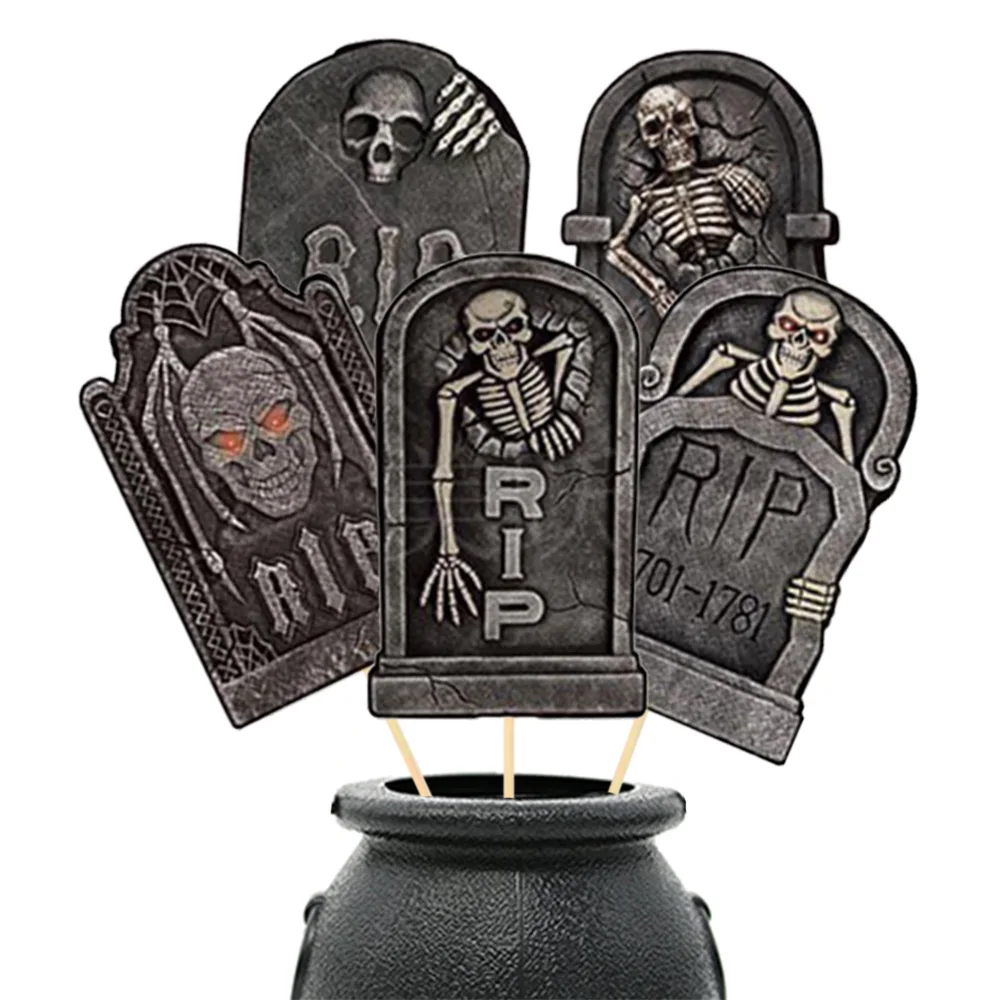 8Pcs/set Halloween Party Vase Insert Tombstone Inserts Cards Rip 20s 30s Theme Birthday Decorations Supplies