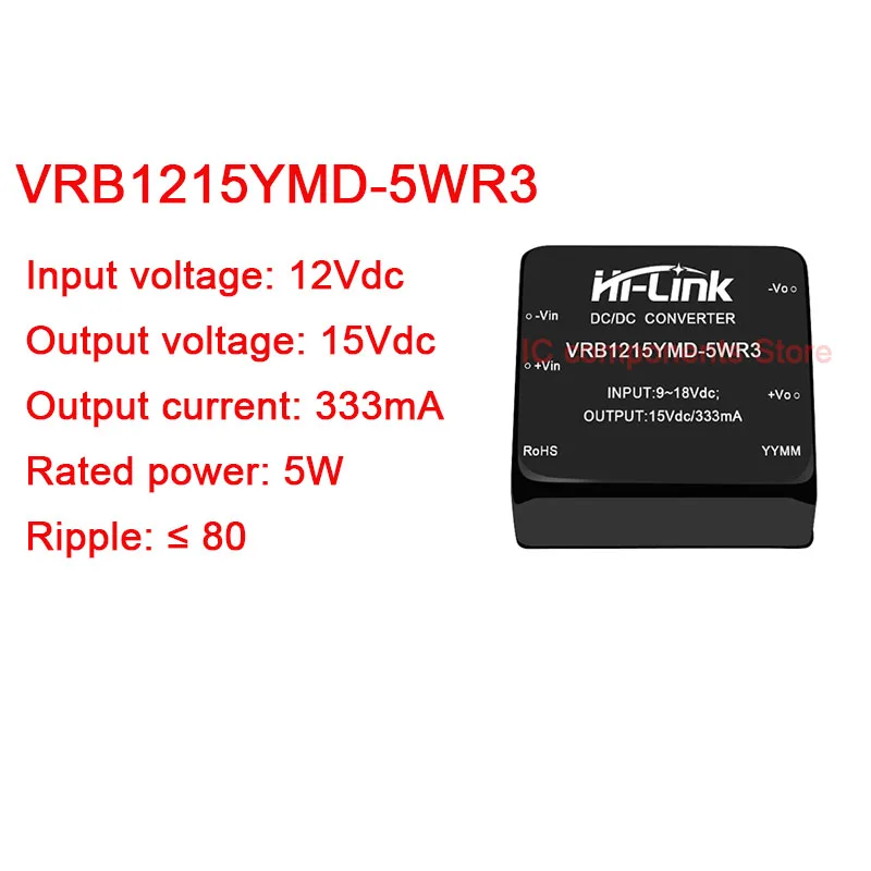 5W DCDC Isolated Converter 24V to 3/5/9/12/15/24V Switching Power Supply Module VRB21205YMD-5WR3 VRB2405YMD-10WR3