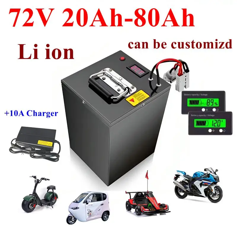

72V 20AH 30AH 40Ah 50AH 60AH 70AH 80Ah Lithium -ion battery with BMS for motorcycle electric car pedal energy golf cart