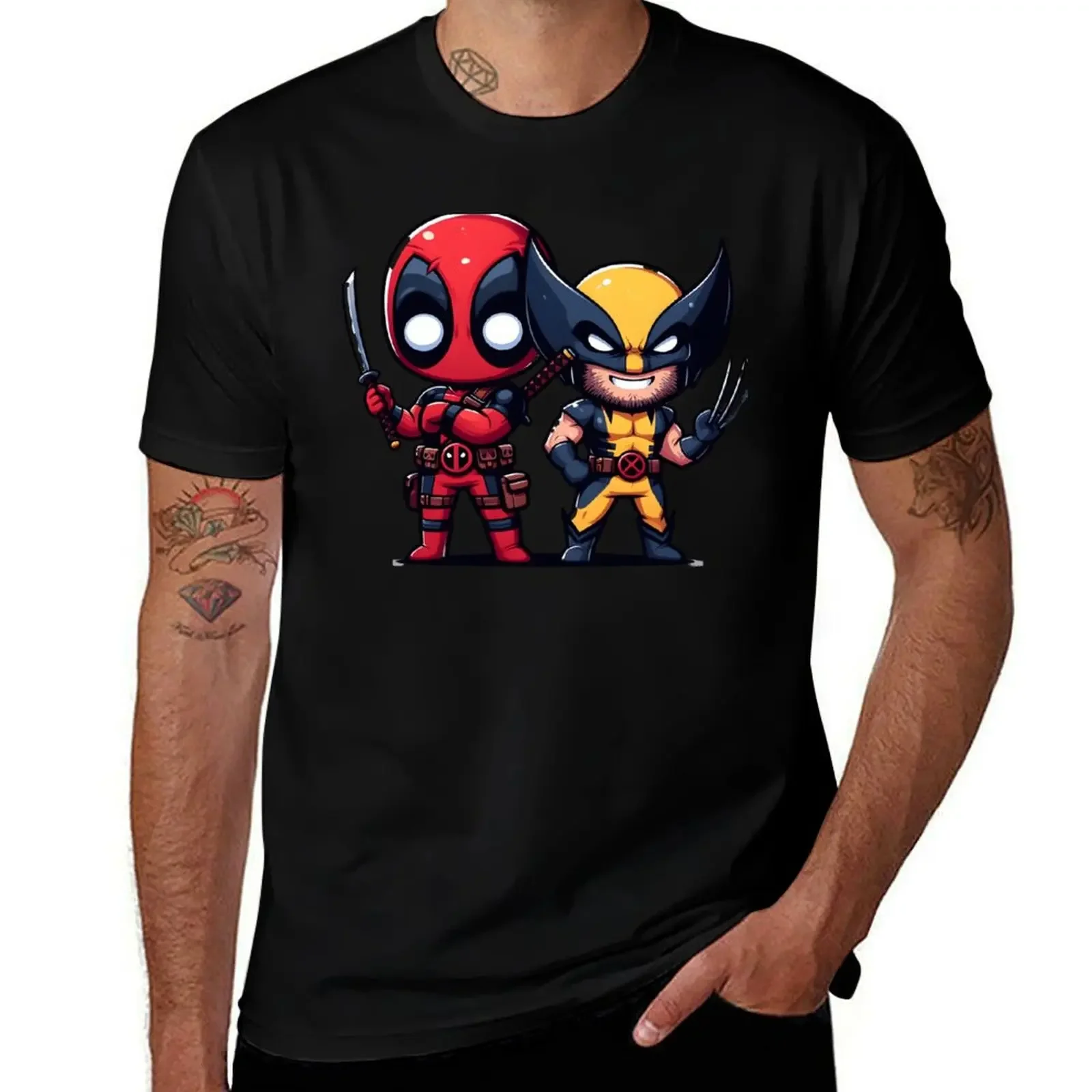 Deadp00l and W0lver1ne T-Shirt customs design your own quick drying Men's cotton t-shirt