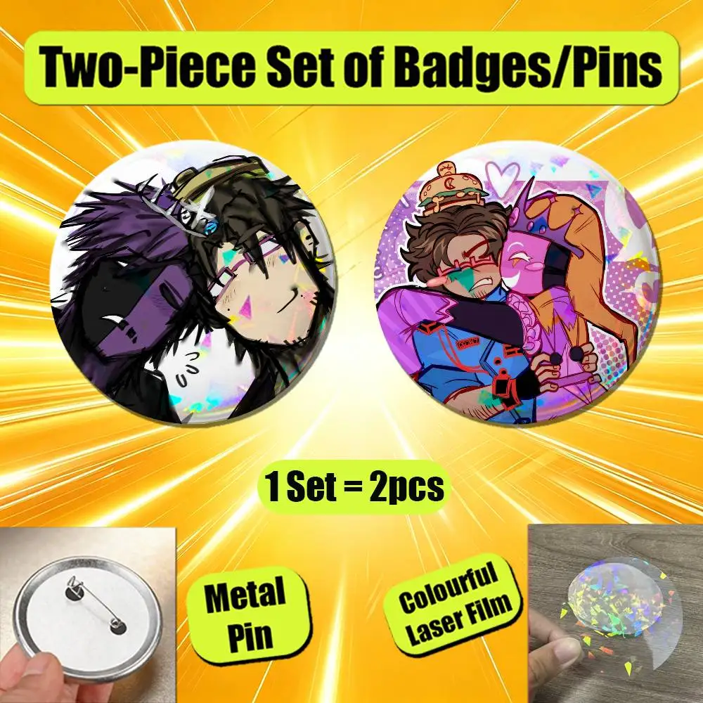 For 7N7NOLI 007N7 NOLI Enamel Pin Badge Set 2PCS Round Metal Button Brooch Backpack Ita Bag Pins Custom