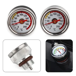 Motorcycle Fuel Tank Caps With Oil Temperature Gauge 0-200℃ Pointers Dial Meter M20 x 1.5 Black/Silver Gauge H9EE
