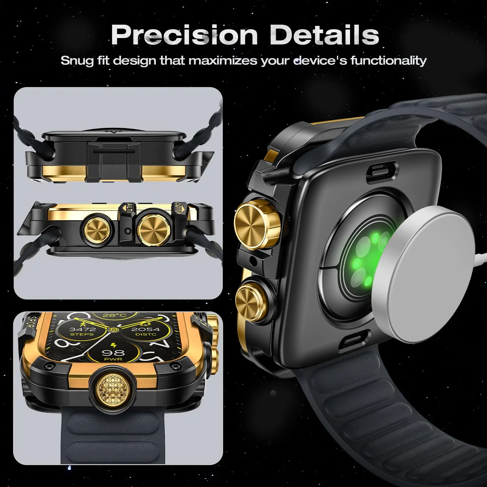 Waterproof Metal Bumper Case For Apple Watch Ultra 49mm 46mm 45mm 44mm Protector Cover With Film For iWatch Series 10 9 8 7 6 SE