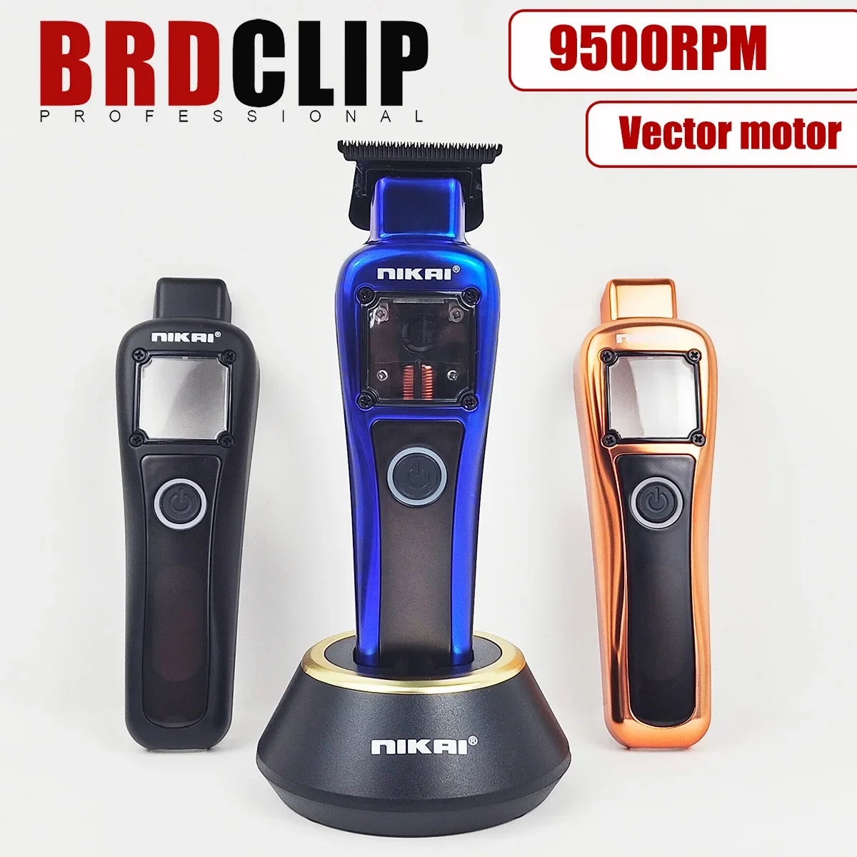 BRDCLIP N-7776 9500RPM 벡터 모터 그라디언트 전기 무선 헤어 트리머, 고성능 DLC 블레이드, 남성용 헤어 클리퍼