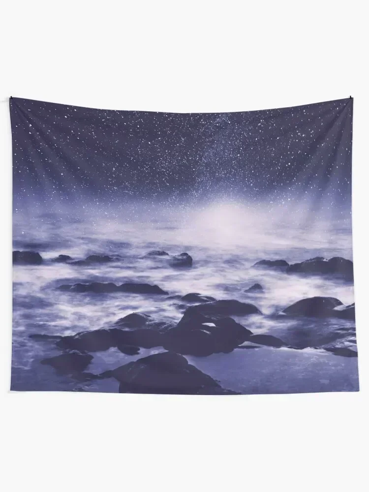 Stardust Ocean - Atlantic at night with Milky Way in Ultraviolet Tapestry Wall Hanging Cute Decor Carpet Wall Tapestry