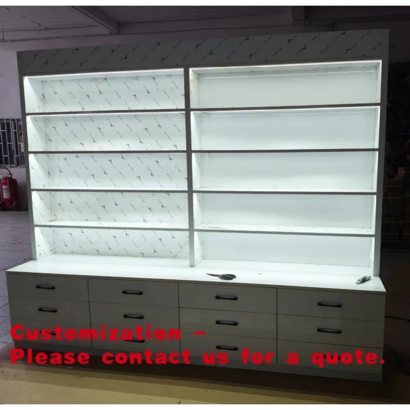 

Customize.High Quality Control White Wooden Cosmetic Display Cabinet LED Spotlight Waterproof Durable Varnished Vanity St