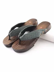 Summer Wooden Sandals Anti Slip Japan Style Geta Outdoor Casual Flip Flops Beach Slippers Platform Sandals Men's Sandal