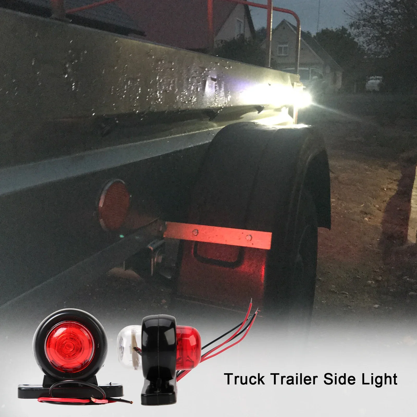 2pcs 12/24V Truck Trailer Lights LED Side Marker Position Lamp Lorry Tractor Clearance Lamps Parking Light Red White Accessories