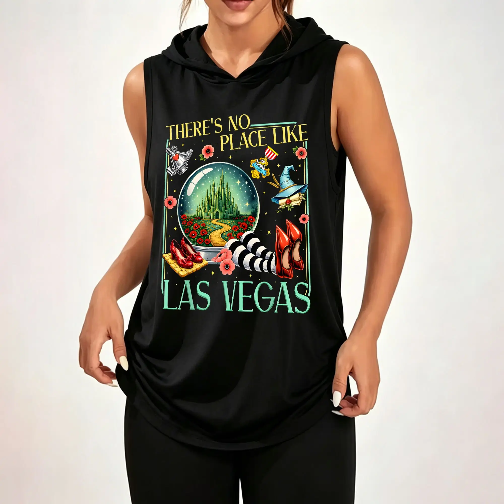 Women Sleeveless Hooded Tank Top Magic Crystal Ball 