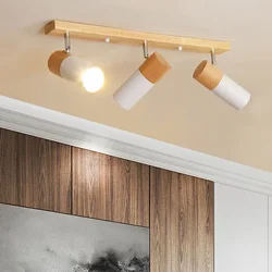 Nordic Wooden Ceiling Lights Rotatable Spotlight Living Room Bedroom Dining Room Adjustable Spotlight Cloakroom Lighting Fixture