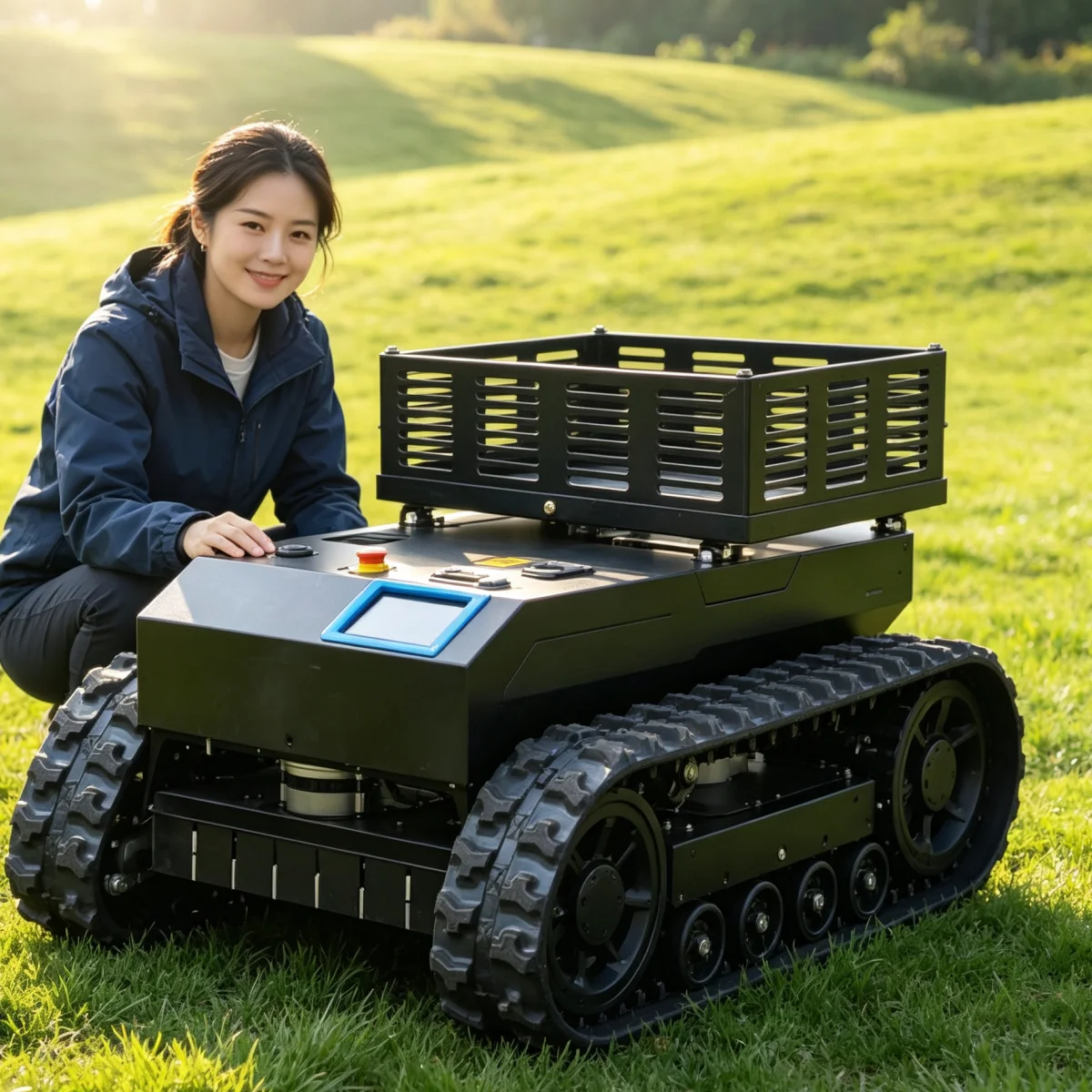 Customized Flail Mower Remote Control Robotic Lawn Mower Petrol Lawn Mower Robot For Large Area Wild Grass Clearing