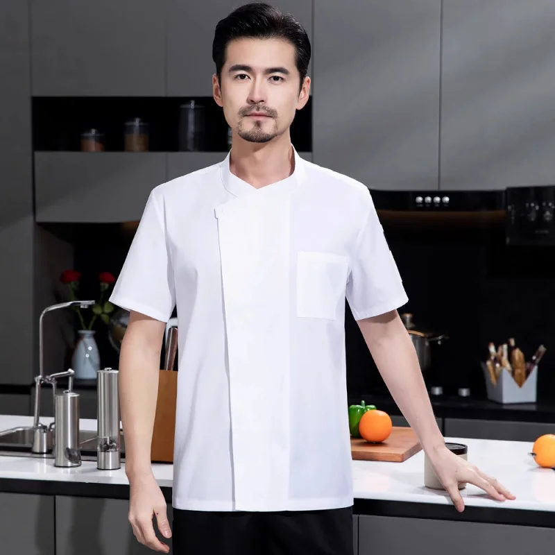 ケータリングホテルレストランシェフ半袖薄い夏制服ペストリーシェフベーカリーシェフ食堂作業服キッチン服ウィット