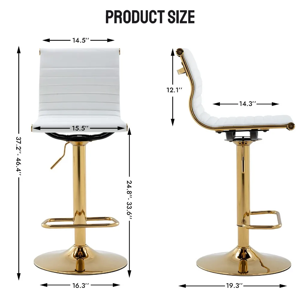 Набор металлических барных стульев из 3 предметов, регулируемые барные стулья по высоте, Современный барный стул без подлокотников с золотой основой