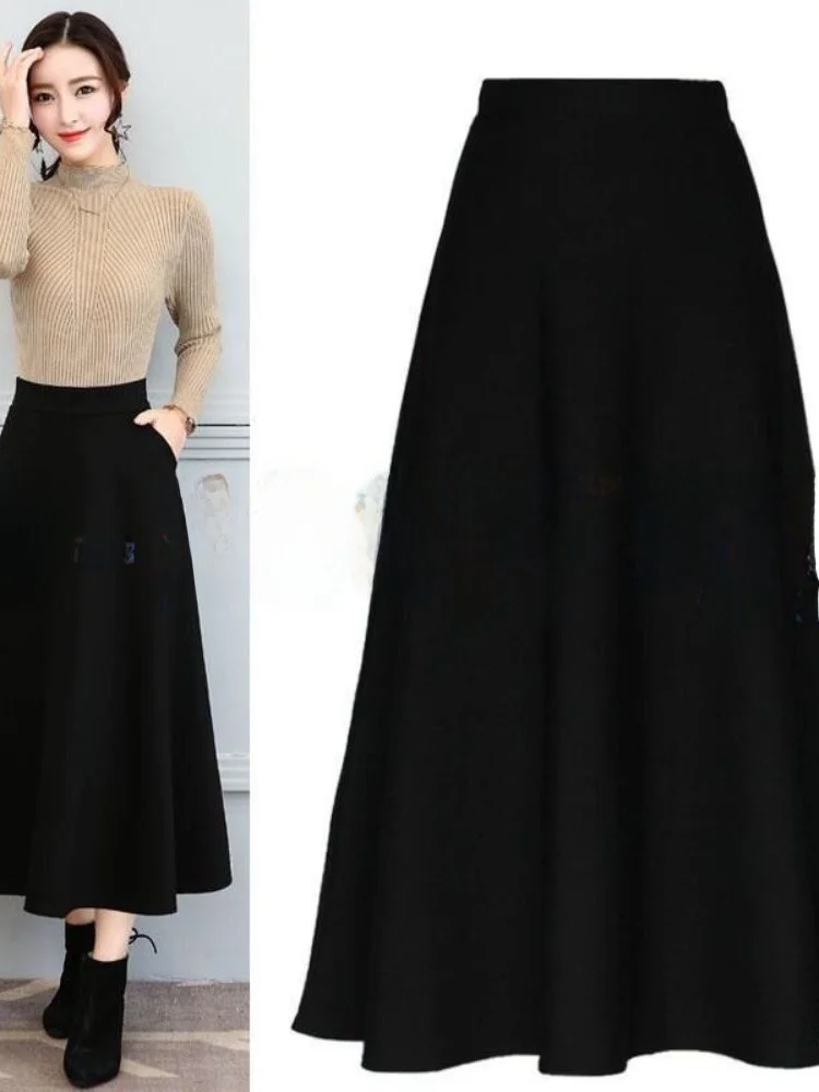 

plus Size Autumn Winter Loose Women's Midi Skirt High Waist A-Line Base Layer Skirt for plus Size Women 300 Pou