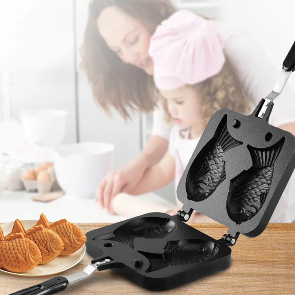 

Double Fish Shaped Japanese Pancake Double Pan Non Stick Taiyaki Cooking Bakeware Aluminum Alloy Taiyaki Double Baking Pan
