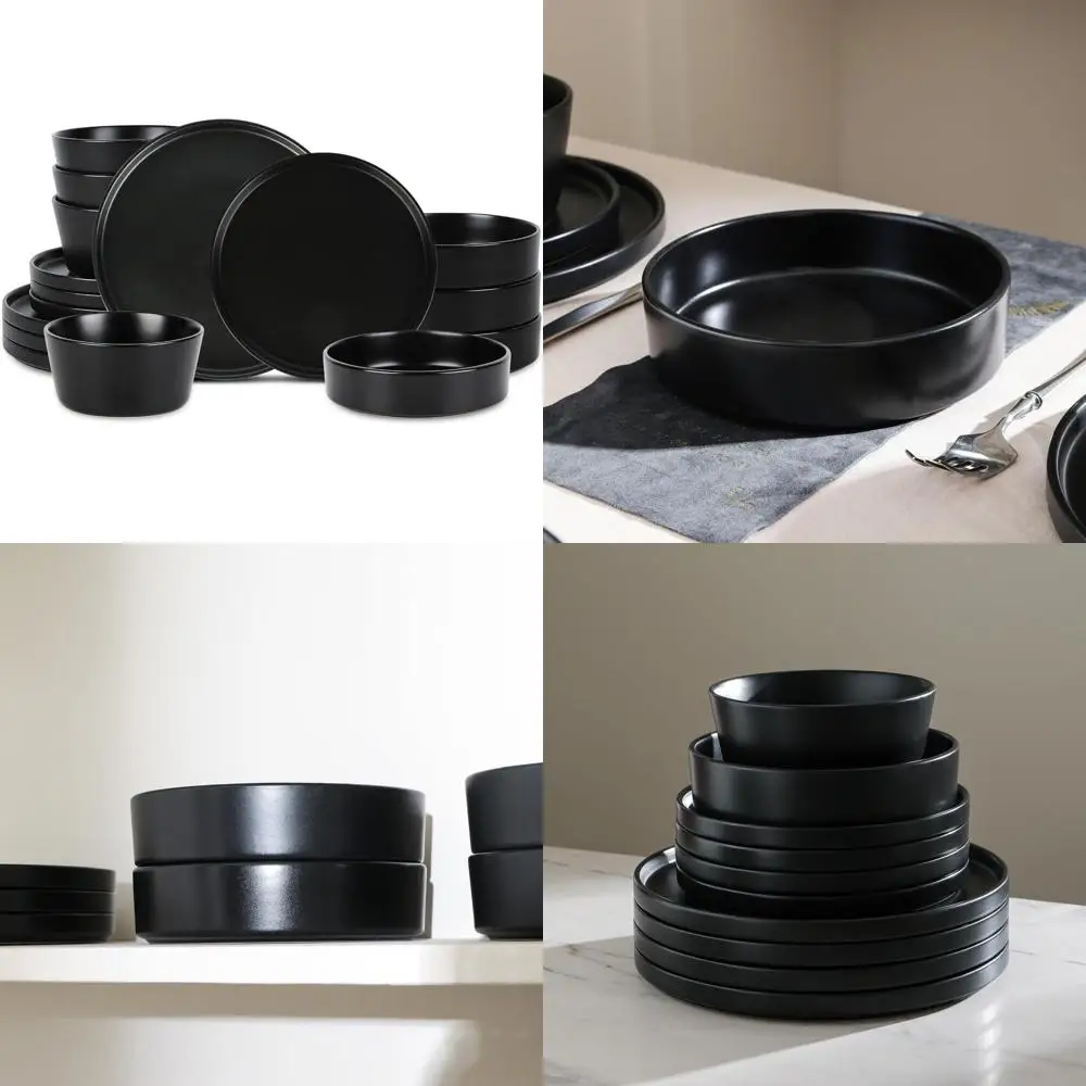 

Набор столовой посуды Celina Modern Stoneware из 16 предметов: миски для хлопьев, обеденные тарелки и комбинация тарелок-мисок