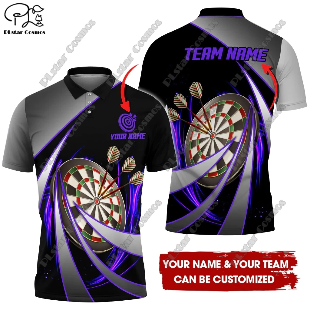 New personalized 3D printed dart throwing colorful flame pattern POLO shirt T-shirt unisex casual team throwing sports series F4