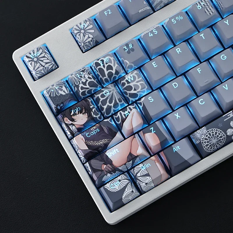 108 Keys/set Blue Archive Kisaki Backlik Keycap PBT 5 Sides Dye Subbed Keycaps Cartoon Anime Gaming Key Caps For ANSI Layout