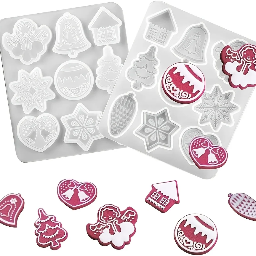 

1pc- Christmas-themed pendant resin molds, 9 styles of Christmas element resin silicone molds, DIY keychain home decorations