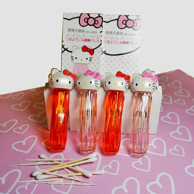 

Милые аксессуары Sanrio Hello Kitty, мультяшный ватный тампон, коробка для хранения бутылок, милая красота, портативный фотографический подарок для девочек