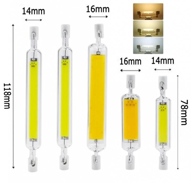 Mini glass dimmable R7S led light 5W 78mm 10W 118mm COB RX7S lamp J118 J78 led bulb perfect replace halogen lamp AC220-240V