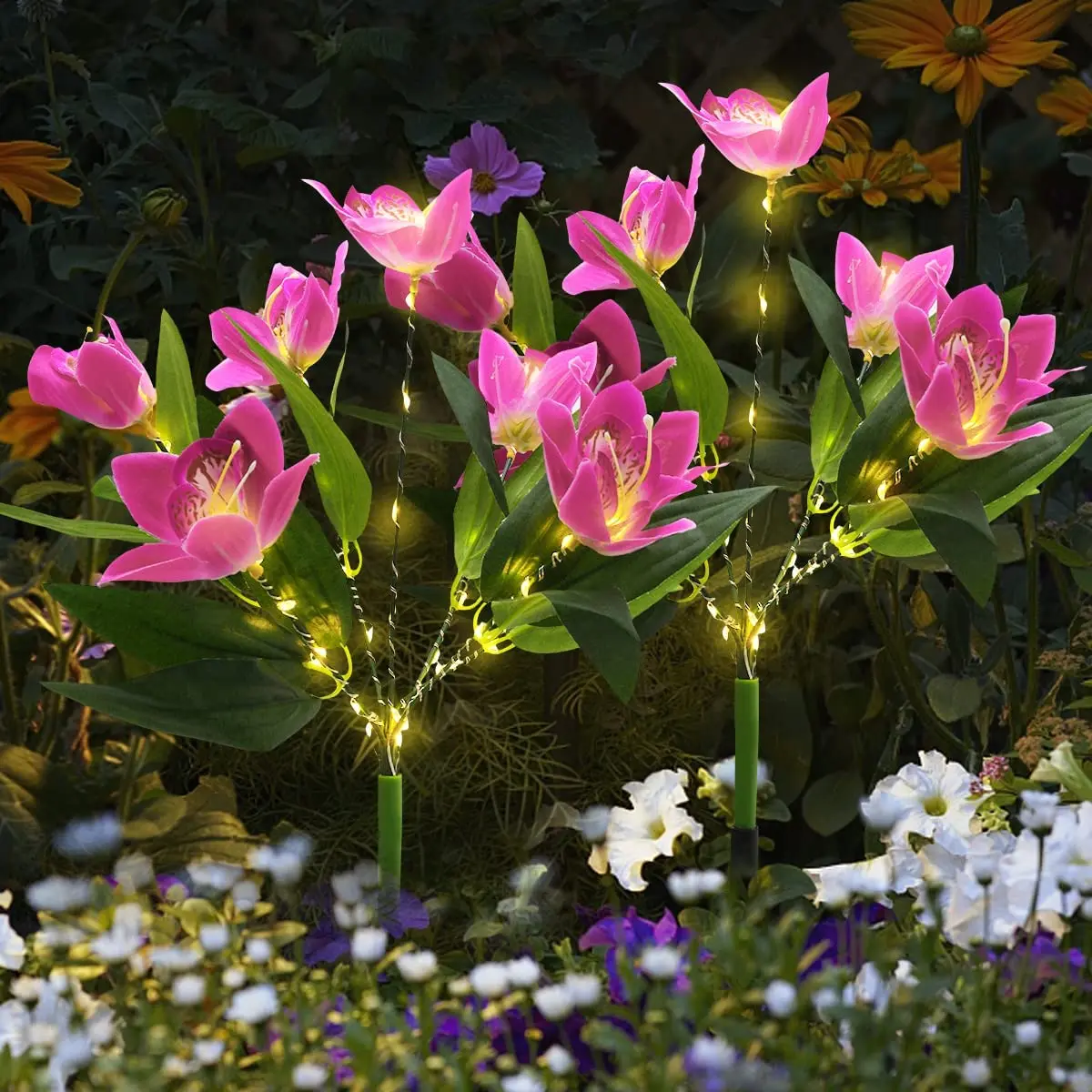 

2 Pack Solar Dendrobium Orchid Stake Light With 7 Flowers Outdoor Solar Garden Light Solar Landscape Light For Patio Pathway