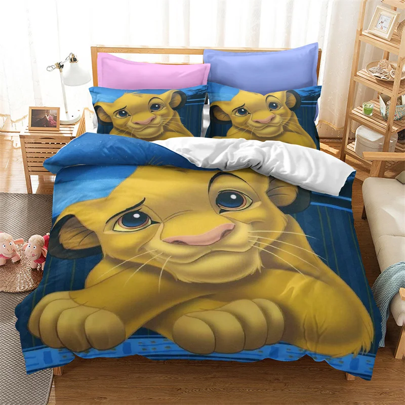 Disney The Lion King Simba Bedding Set Cartoon Boy Single Twin Size Duvet Cover Kids Teen Bedspreads Gifts