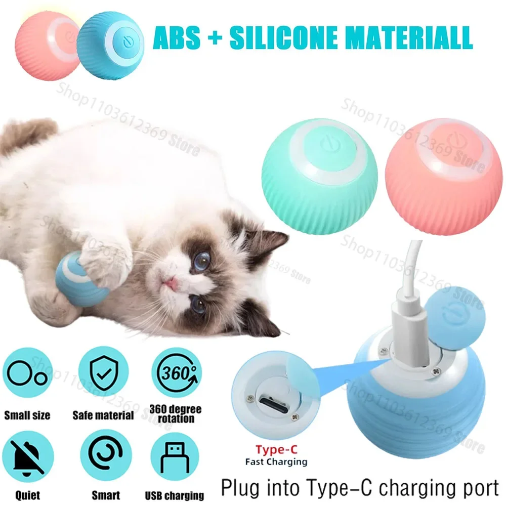 

Electric Cat Ball Toys USB Rechargeable Smart Interactive Cat Toy ABS Intelligent Rolling Toy Ball for Kitten Dog Playing