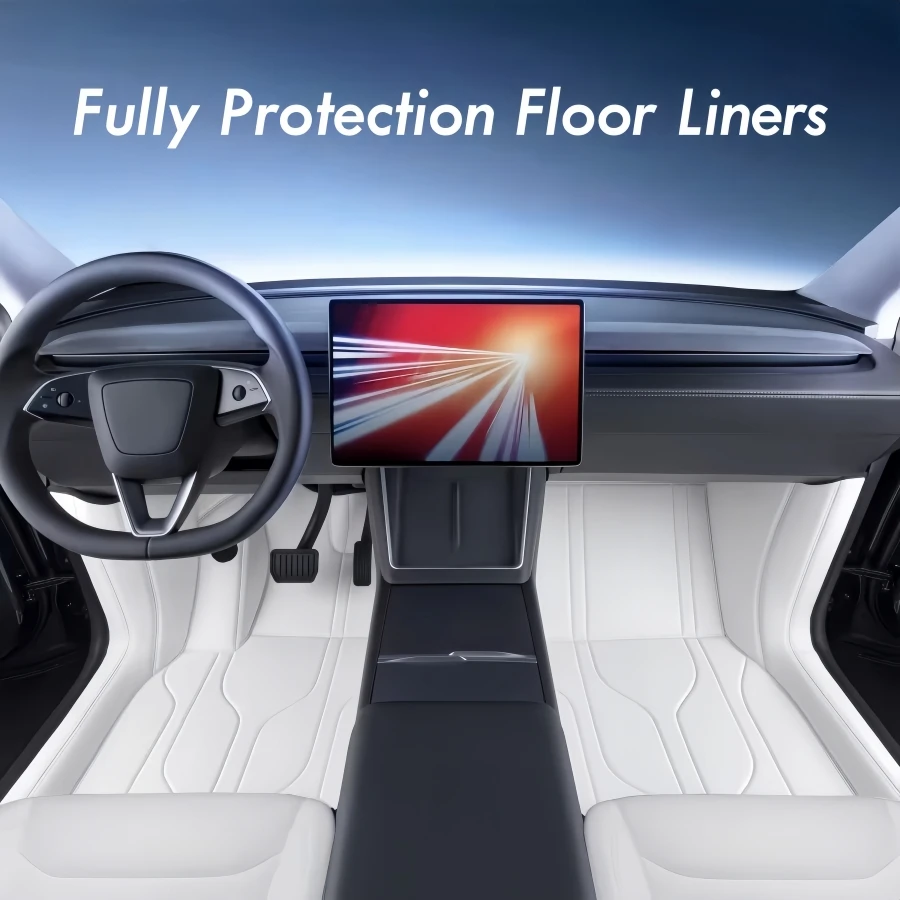 For Tesla Model Y 2025 2026 Fully Sorrounded PU Leather Floor Mats Lhd Rhd Double Layer Car Floor Liners With Carpet