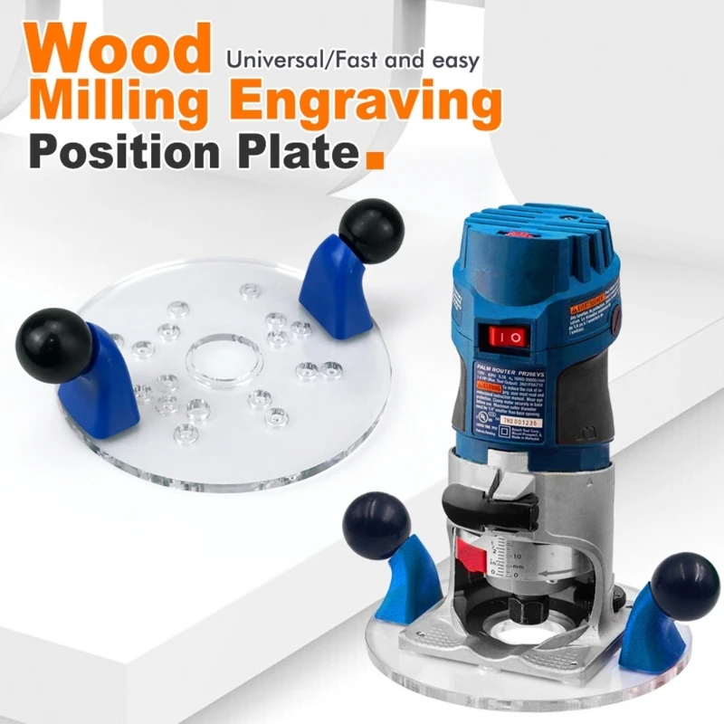 Pemangkasan Router Base Clear Clear Acrylic Base Plate Universal Router Plate Dengan Pegangan Ganda Untuk Pertukangan Mudah 37JD