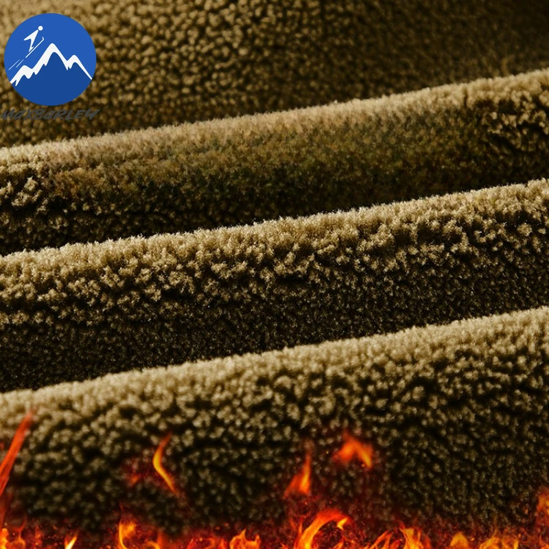 Maxbarley-Chaqueta de lana de cordero para hombre, chaqueta cálida gruesa con solapa para viajes al aire libre, cortavientos ligero de estilo americano Premium