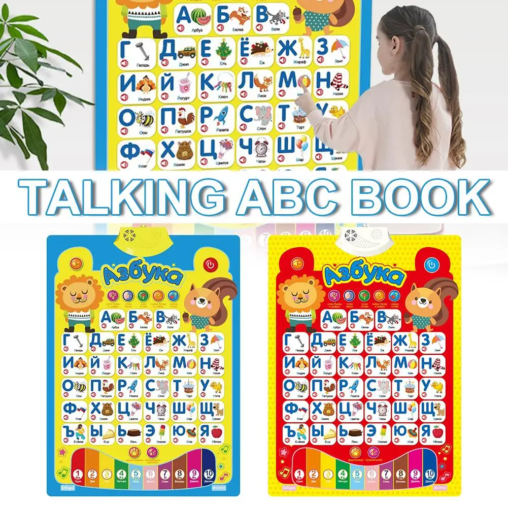 Electronic Russian Phonetic Wall Chart ABC Letters Voice Wall Chart Style Educational Learning Toy for Toddler Kids Gifts