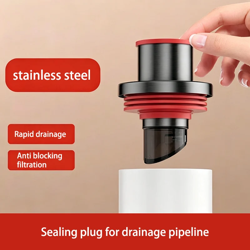 Stainless Steel Sewer Pipe Anti-odor Core Wash Basin Kitchen Check Valve Drain Pipe Sealing Plug
