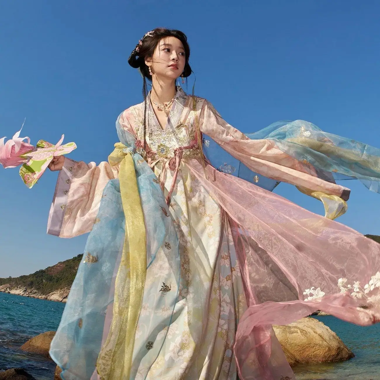 Women's Embroidery Hanfu Chinese Traditional Tang Colorful Hanfu Girl Fairy Spring And Summer New Adult Performance Hanfu